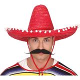 Guirca Mexicaanse Sombrero hoed voor heren - carnaval/verkleed accessoires - rood - D50 cm