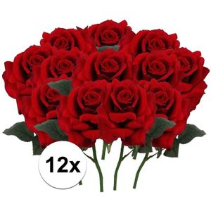 12 X Rode Roos Deluxe Steelbloem 31 cm - Kunstbloemen