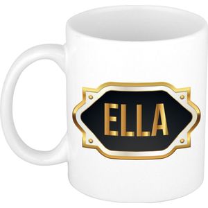 Ella naam cadeau mok / beker met gouden embleem - kado verjaardag/ moeder/ pensioen/ geslaagd/ bedankt