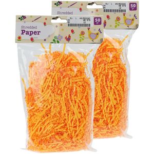 Decoratie paasgras - vulmateriaal crepe papier - 2x stuks - oranje - 100 gram