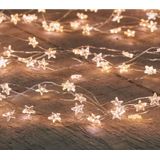 Set van 6x stuks kerstverlichting cascadelichtjes met timer 40 lampjes sterretjes warm wit - Voor binnen gebruik