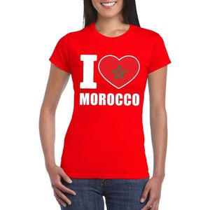 Rood I love Marokko supporter shirt dames - Marokkaans t-shirt dames