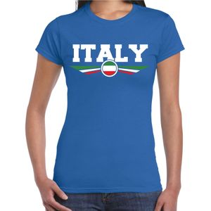 Italie / Italy landen t-shirt met Italiaanse vlag - blauw - dames - landen shirt / kleding - EK / WK / Olympische spelen outfit