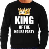 King of the house party sweater / trui zwart voor heren - Woningsdag / Koningsdag - thuisblijvers / lui dagje / relax outfit