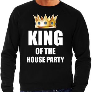 King of the house party sweater / trui zwart voor heren - Woningsdag / Koningsdag - thuisblijvers / lui dagje / relax outfit