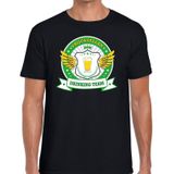 Zwart vrijgezellenfeest drinking team t-shirt heren met groen en geel -  Vrijgezellen team kleding mannen