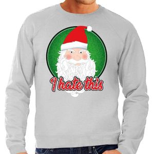 Foute Kersttrui / sweater - I hate this - grijs voor heren - kerstkleding / kerst outfit