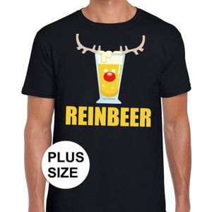 Grote maten foute Kerst t-shirt Reinbeer zwart voor heren