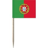 150x Cocktailprikkers Portugal 8 cm vlaggetjes - Landen vlaggen feestartikelen en versieringen