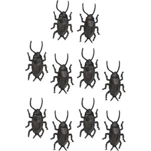 Amscan nep kakkerlakken/kevers 5 cm - zwart/bruin - 10x - Horror/griezel thema decoratie beestjes