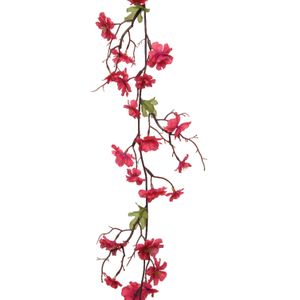 Everlands Kunstbloem/bloesem takken slinger - fuchsia roze - 187 cm