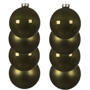 8x stuks kerstballen mos groen van glas 10 cm - mat/glans - Kerstversiering/boomversiering