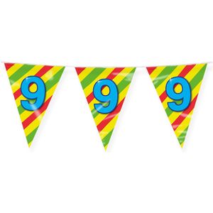 Paperdreams Slinger - Verjaardag 9 jaar thema Vlaggetjes - feestversiering - 10m - dubbelzijdig