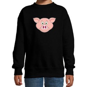 Cartoon varken trui zwart voor jongens en meisjes - Kinderkleding / dieren sweaters kinderen