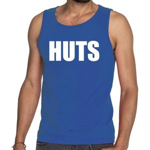 HUTS tekst tanktop / mouwloos shirt blauw heren - heren singlet HUTS
