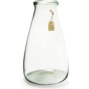 Transparante trechter vaas/vazen van eco glas 24 x 40 cm - Gerecycled glas - Woonaccessoires/woondecoraties - Glazen bloemenvaas - Boeketvaas - Trechtervaas/trechtervazen