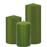 Trend Candles - Stompkaarsen set 6x Stuks Olijfgroen 12-15-20 cm