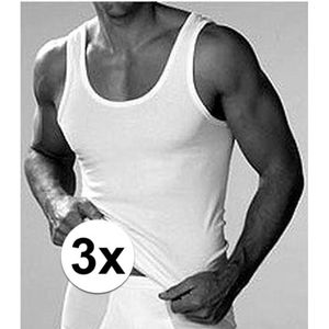 3x Beeren heren hemd/singlet Classic wit maat M - Ondergoed voor heren
