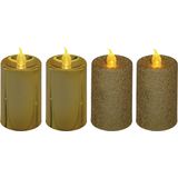 Feeric lights and christmas LED stompkaarsen - 4x - goud- 7,5 cm