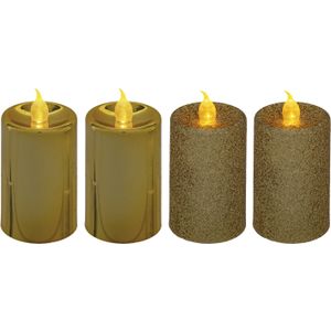 Feeric lights and christmas LED stompkaarsen - 4x - goud- 7,5 cm