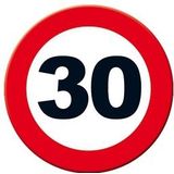 Decoratie verkeersbord 30 jaar - kartonnen 30 jaar versiering 49 cm