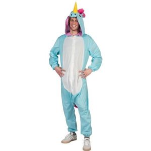 Blauwe eenhoorn dieren onesie/kostuum voor heren - carnavalskleding verkleedpak