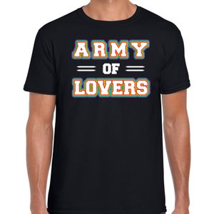 Bellatio Decorations Gay Pride t-shirt met tekst - heren - zwart - Army of lovers - LHBTI/LHBTIQ