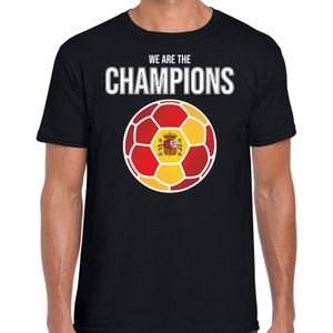 Spanje EK/ WK supporter t-shirt - we are the champions met Spaanse voetbal - zwart - heren - kleding / shirt