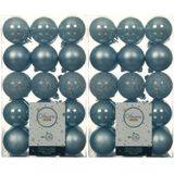 60x stuks plastic kerstballen lichtblauw 6 cm - Onbreekbare kunststof kerstballen