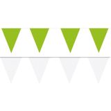 Witte/Groene feest punt vlaggetjes pakket - 60 meter - slingers / vlaggenlijn