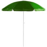 Groen lichtgewicht strand/tuin basic parasol van nylon 200 cm + vulbare rotan parasolvoet antraciet van plastic