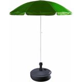 Groen lichtgewicht strand/tuin basic parasol van nylon 200 cm + vulbare rotan parasolvoet antraciet van plastic