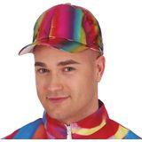 Guirca Glitter baseballcap petje - multi colour metallic - verkleed accessoires - volwassenen - Eighties/disco/foute party/Glamour