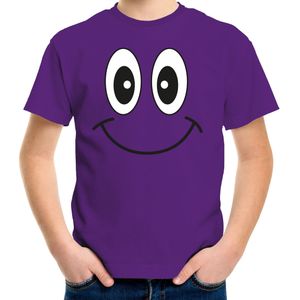 Bellatio Decorations Verkleed t-shirt voor kinderen/jongens - smiley - paars - feestkleding