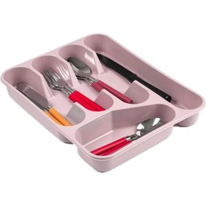 Bestekbak/bestekhouders 5-vaks roze - 27 x 34 x 5 cm - Keuken opberg accessoires