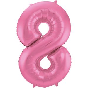 Folat Folie cijfer ballon - 86 cm roze - cijfer 8 - verjaardag leeftijd