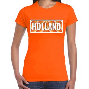 Holland / Oranje supporter t-shirt oranje voor dames - Nederlands elftal fan shirt / kleding - Koningsdag outfit
