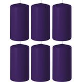 8x Paarse cilinderkaarsen/stompkaarsen 6 x 10 cm 36 branduren - Geurloze kaarsen paars - Woondecoraties