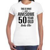 Awesome 50 year - geweldige 50 jaar cadeau t-shirt wit dames -  Verjaardag cadeau / Sarah