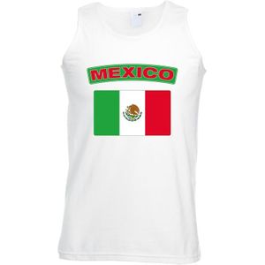 Mexico singlet shirt/ tanktop met Mexicaanse vlag wit heren
