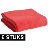 6x Fleece dekens/plaids/kleedjes rood 120 x 150 cm - Bank/woonkamer dekentjes