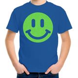 Bellatio Decorations Verkleed T-shirt voor jongens - smiley - blauw - carnaval - feestkleding kind