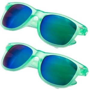 6x stuks hippe zonnebril groen met spiegelglazen - Verkleedbrillen