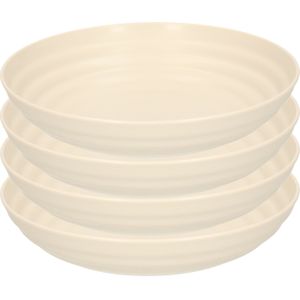 PlasticForte Rond bord/camping - 8x - diep bord - D19 cm - beige - kunststof - soepborden