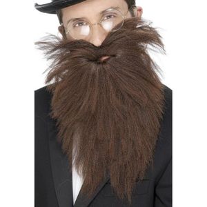 Voordelige lange baard met snor bruin - verkleed accessoire voor heren