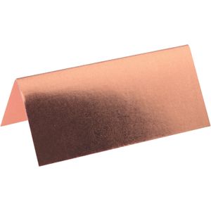 Santex naamkaartjes/plaatskaartjes metallic - Bruiloft - rose goud - 10x stuks - 7 x 3 cm