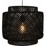 Atmosphera Hanglamp bamboe Boho - 40 x 38 cm - zwart - gevlochten lampenkap - Scandinavisch design
