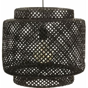 Atmosphera Hanglamp bamboe Boho - 40 x 38 cm - zwart - gevlochten lampenkap - Scandinavisch design