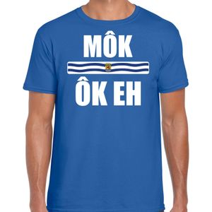 Mok ok eh met vlag Zeeland t-shirt blauw heren - Zeeuws dialect cadeau shirt