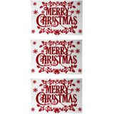 4x stuks velletjes kerst  raamstickers rood Merry Christmas 40 cm - Raamversiering/raamdecoratie stickers kerstversiering